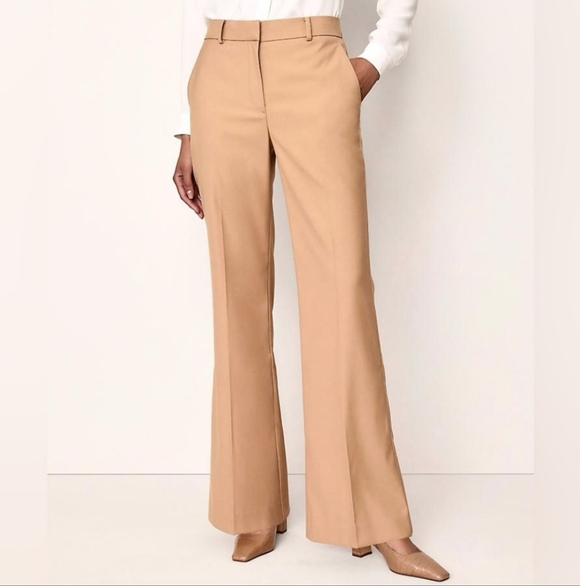 Ann Taylor Pants - ANN TAYLOR Tan Madison Flare Trousers The Kate Fit (Curvy) Size 8